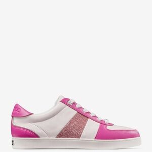 Jimmy Choo Pink and White Glitter Sneakers